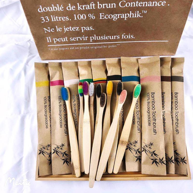 Bamboo Toothbrush Set - 5 шт. одноразовых натуральных бамбуковых зубных